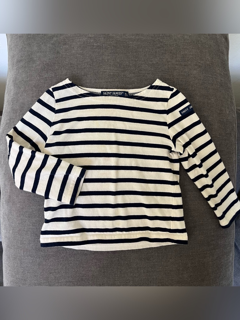 Saint James Navy and White Striped Boatneck Top